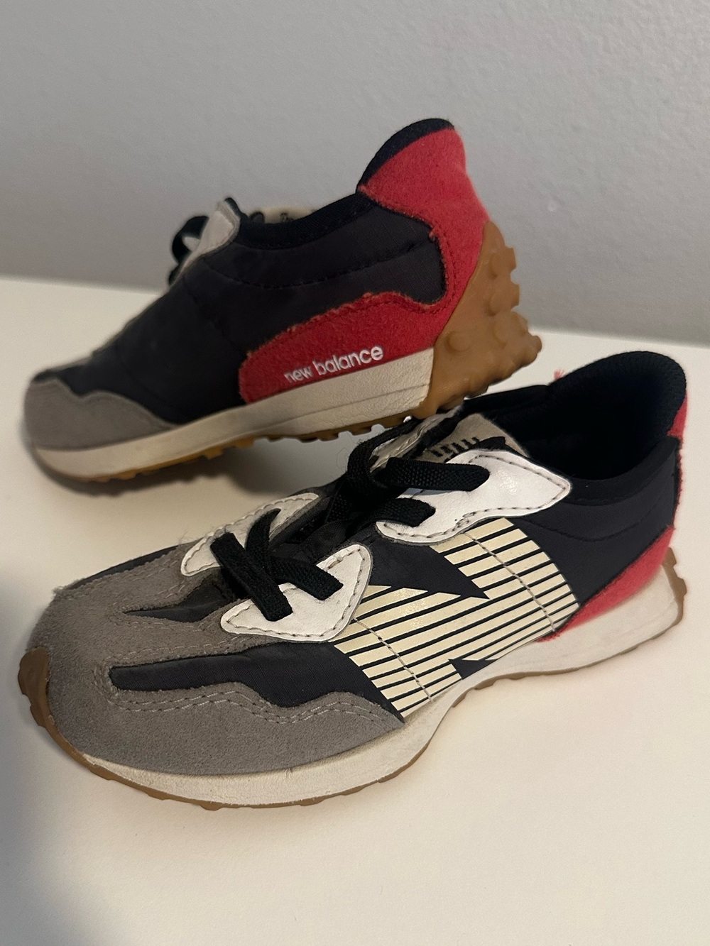New Balance Kids Gray, Black & Red Retro Runner Sneakers